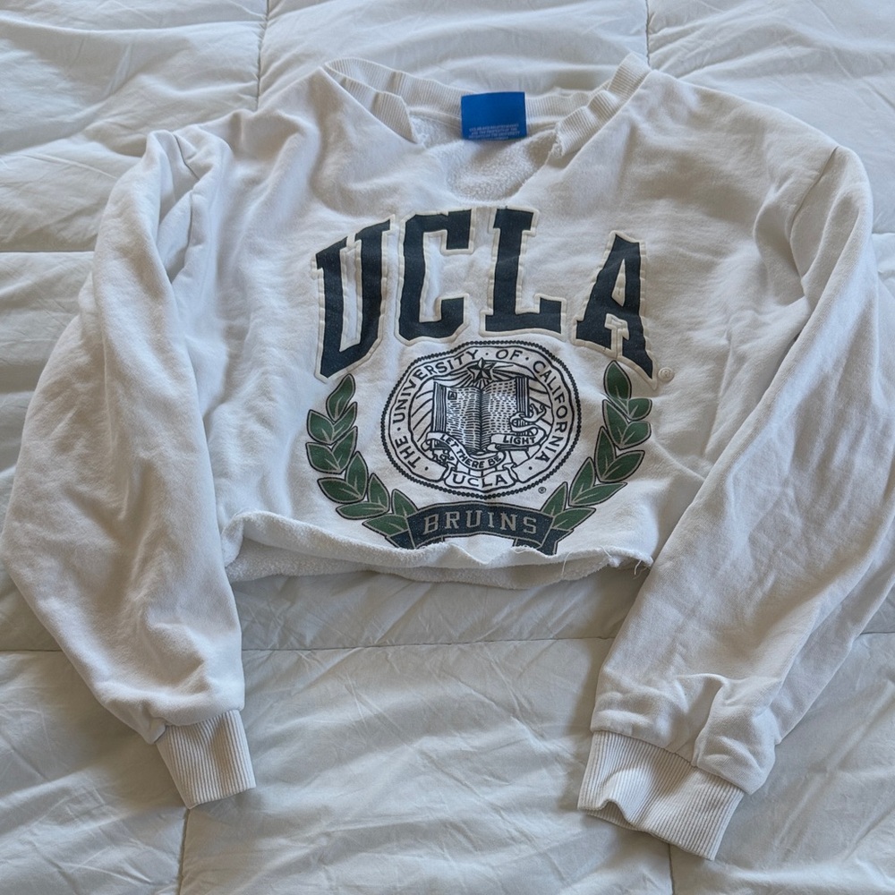 UCLA White Cropped Sweatshirt